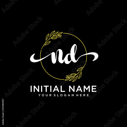 ND Initial handwriting logo vector. Hand lettering for designs.