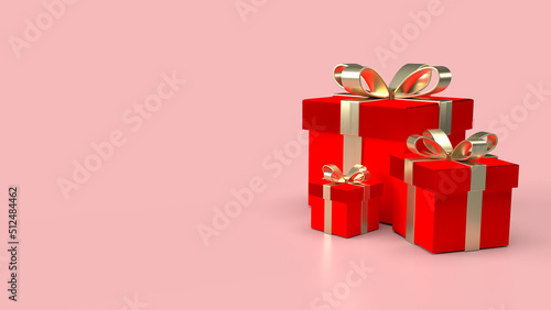 3d Rendered Red Gift Box with Gold Ribbon 