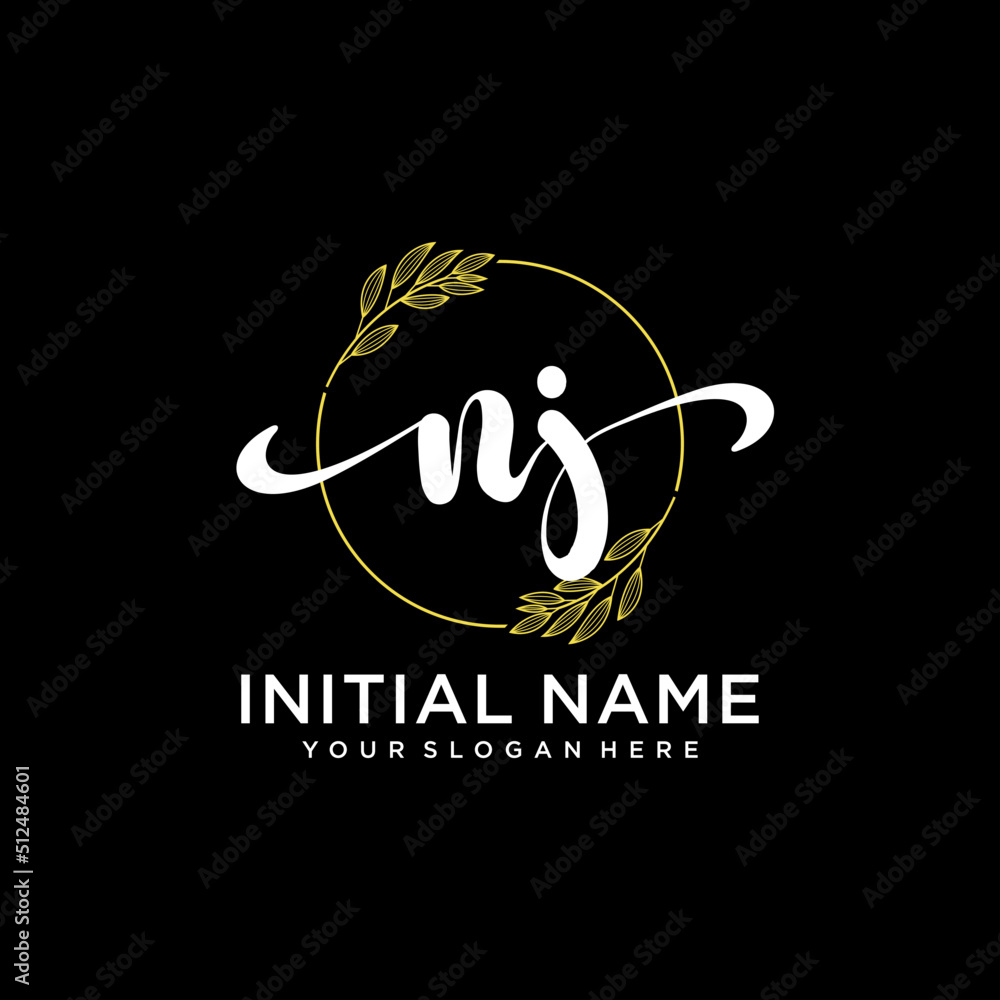 NJ Initial handwriting logo vector. Hand lettering for designs. NJ Initial handwriting logo vector. Hand lettering for designs.