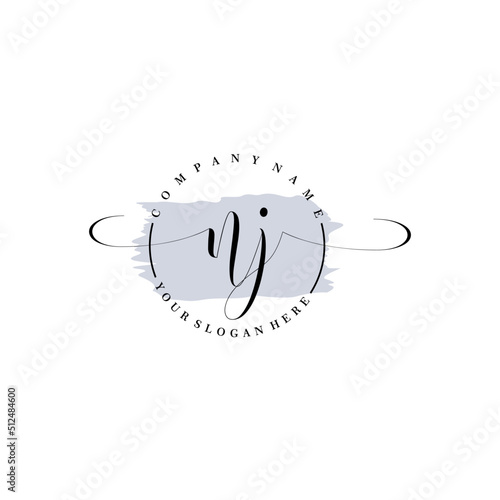 NJ Initial handwriting logo vector. Hand lettering for designs.