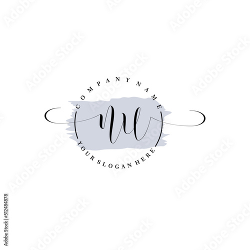 NU Initial handwriting logo vector. Hand lettering for designs.