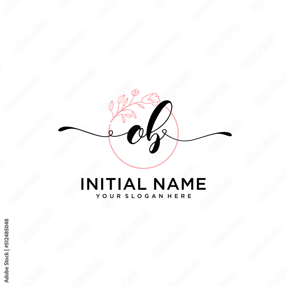 Initial letter OB beauty handwriting logo vector Initial letter OB beauty handwriting logo vector