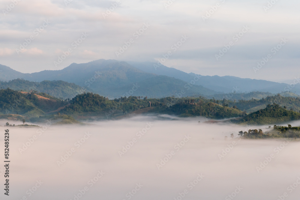 misty landscape in the morning surrounded by mountains Sea of ​​mist at Doi Ti Doo Nan, Thailand
Nan Thailand tourist attractions , Doi tee doo