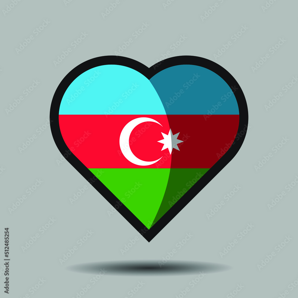 Azerbaijan flag. Official national flag element on heart shape vector. World flag symbol and icon. Vector eps 10.