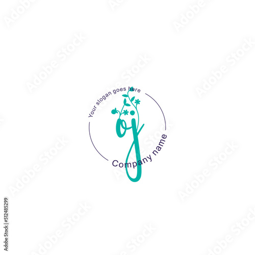 Initial letter OJ beauty handwriting logo vector