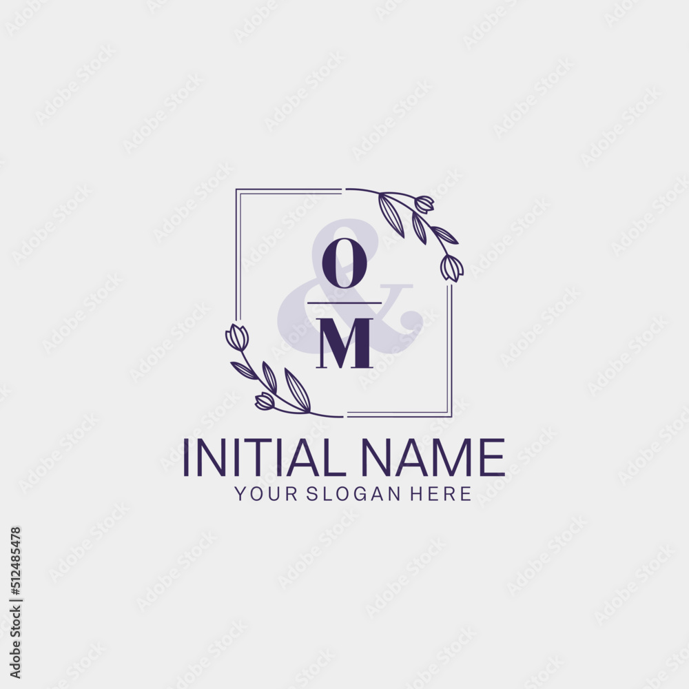 Initial letter OM beauty handwriting logo vector