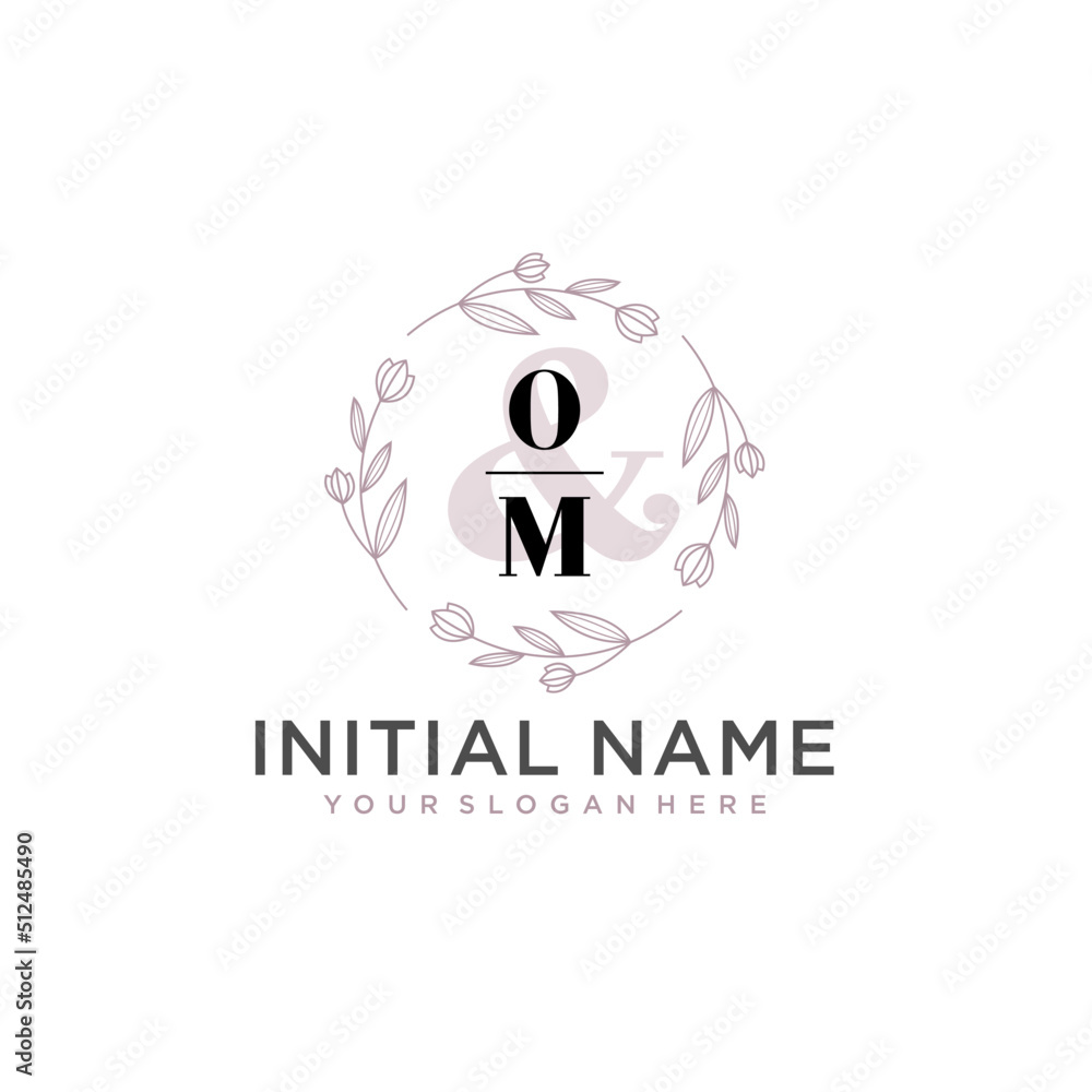 Initial letter OM beauty handwriting logo vector Initial letter OM beauty handwriting logo vector