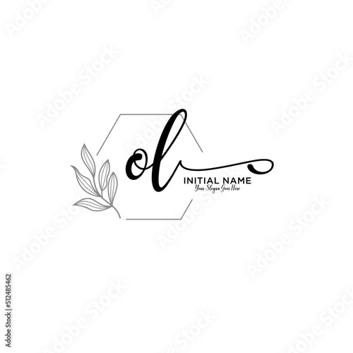 Obraz na plátně Initial letter OL beauty handwriting logo vector