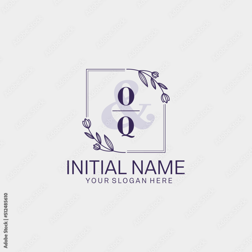 Obraz premium Initial letter OQ beauty handwriting logo vector