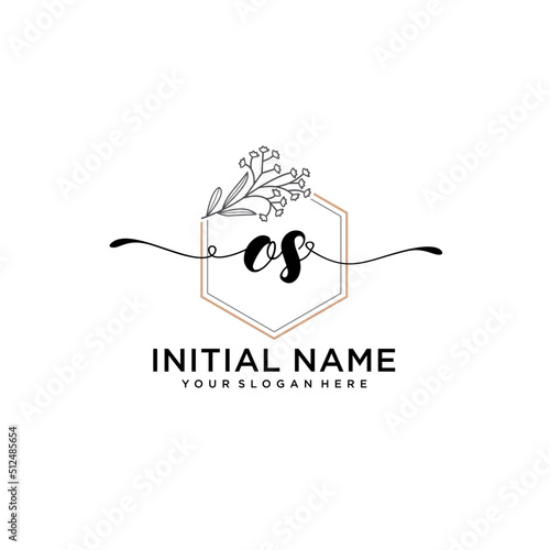Initial letter OS beauty handwriting logo vector