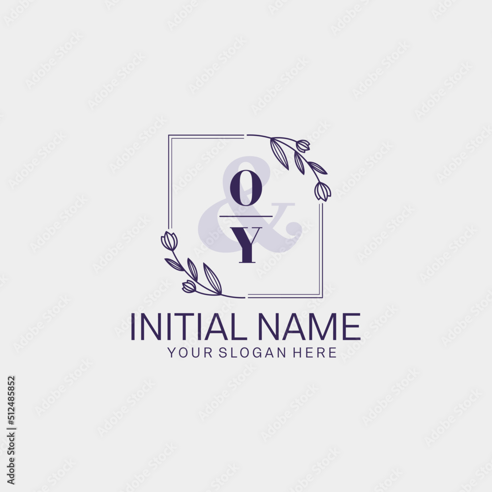 Initial letter OY beauty handwriting logo vector