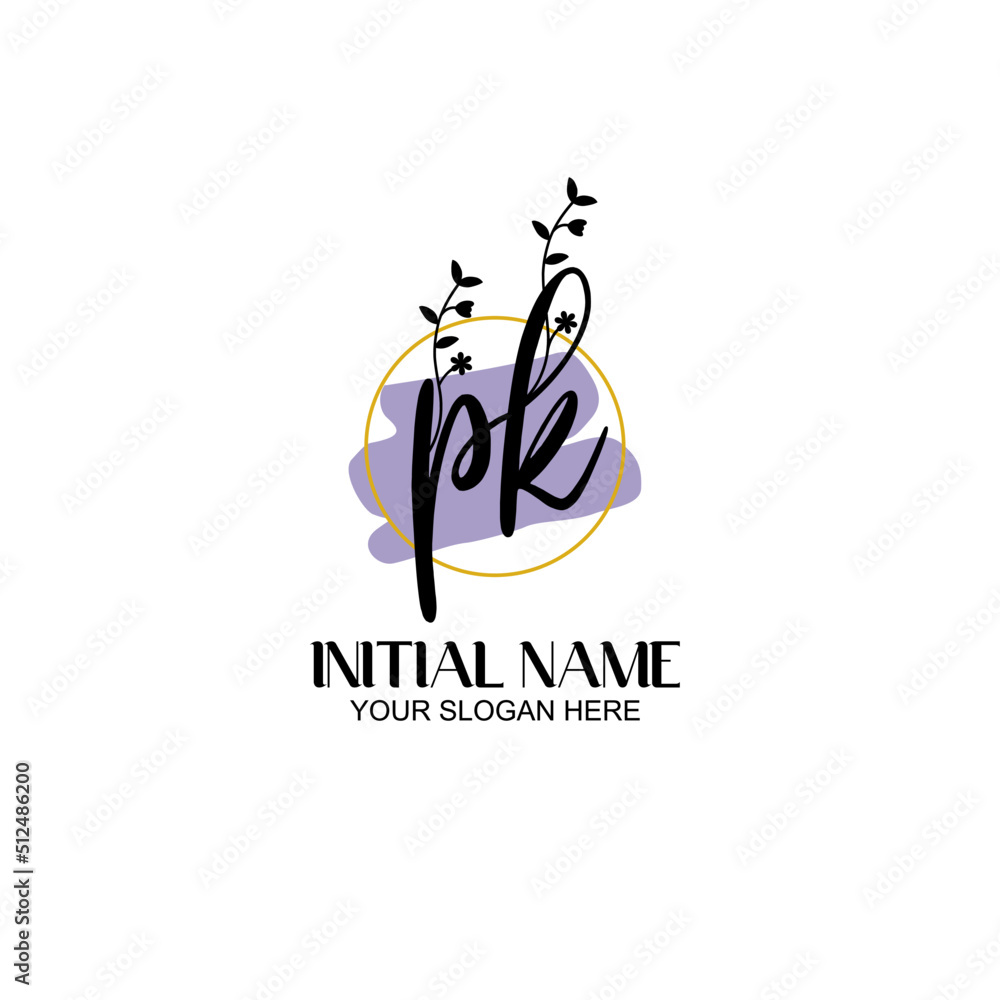 Obraz premium Initial letter PK beauty handwriting logo vector