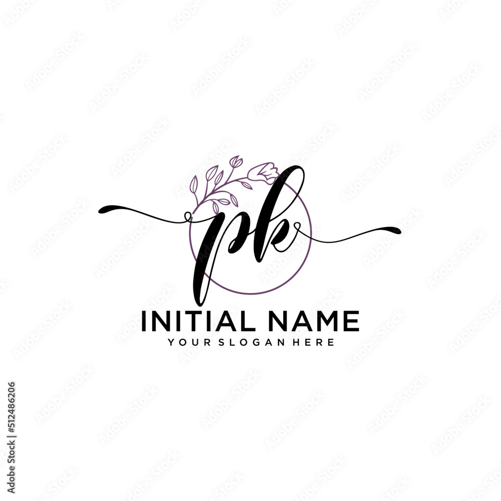 Initial letter PK beauty handwriting logo vector Initial letter PK beauty handwriting logo vector