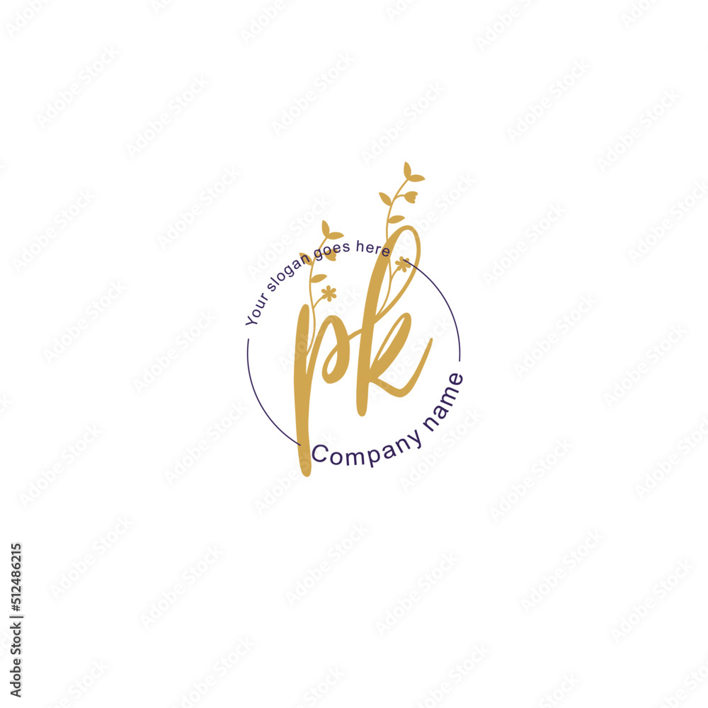 Initial letter PK beauty handwriting logo vector Initial letter PK beauty handwriting logo vector