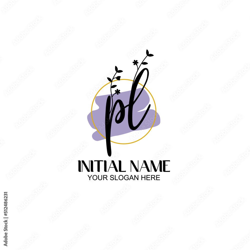Fototapeta premium Initial letter PL beauty handwriting logo vector