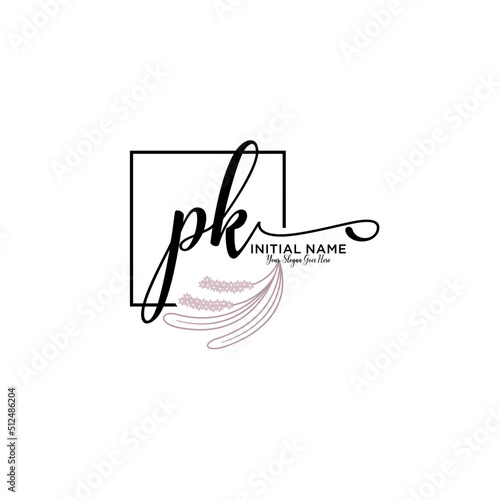 Initial letter PK beauty handwriting logo vector
