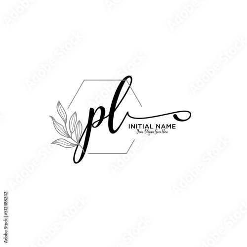 Initial letter PL beauty handwriting logo vector