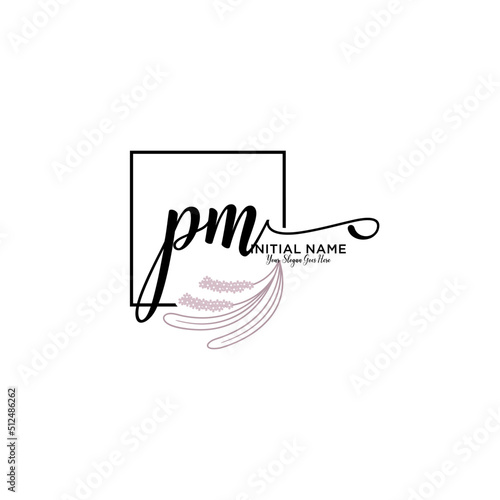 Initial letter PM beauty handwriting logo vector