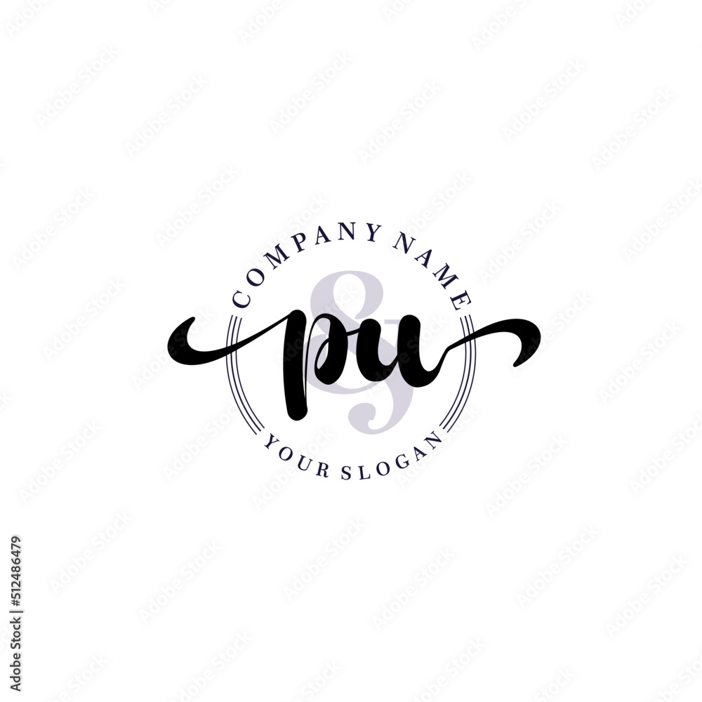 PU Initial handwriting logo vector. Hand lettering for designs. PU Initial handwriting logo vector. Hand lettering for designs.