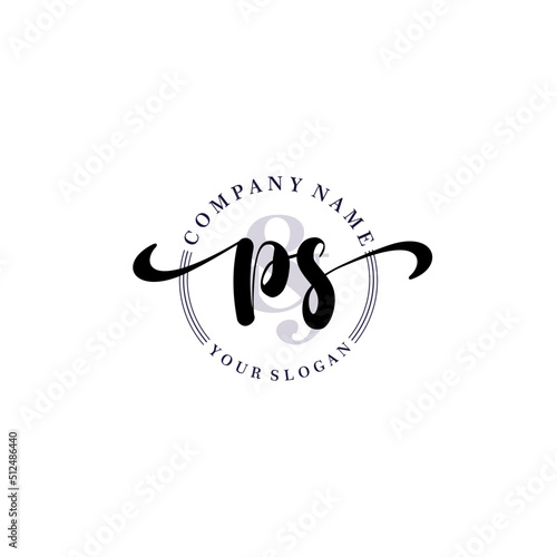 PS Initial handwriting logo vector. Hand lettering for designs.