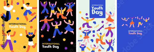 Happy youth day collection set. Book cover, background vector illustration.
