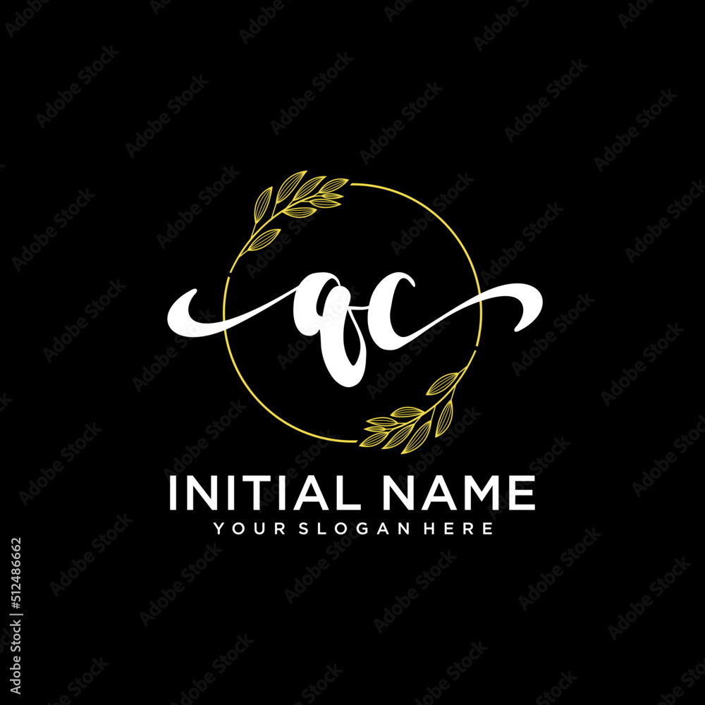 QC Initial handwriting logo vector. Hand lettering for designs. QC Initial handwriting logo vector. Hand lettering for designs.