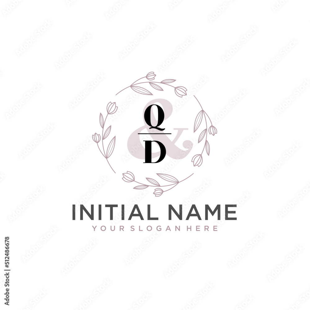 Obraz premium Initial letter QD beauty handwriting logo vector