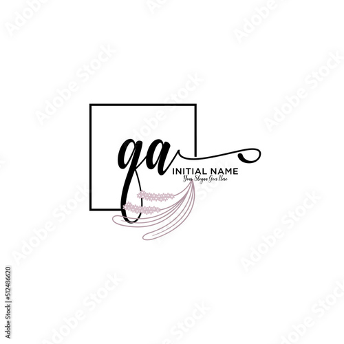 Initial letter QA beauty handwriting logo vector