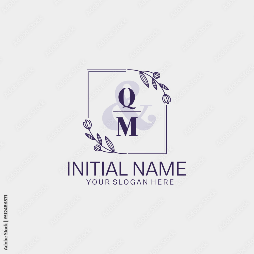 Initial letter QM beauty handwriting logo vector