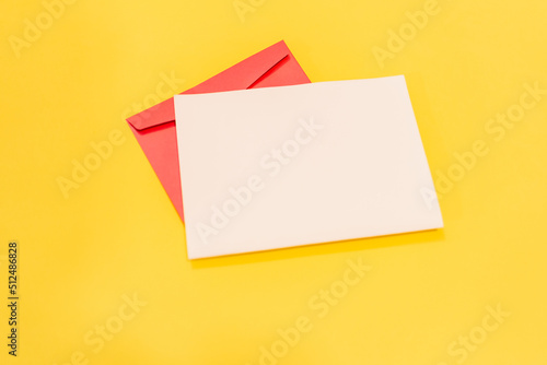 Greeting card mockup on yellow background