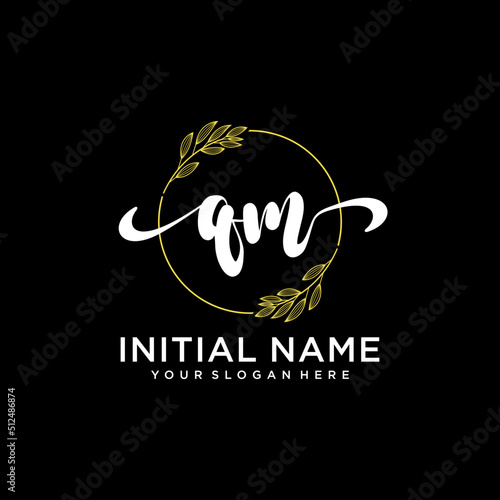 QM Initial handwriting logo vector. Hand lettering for designs.