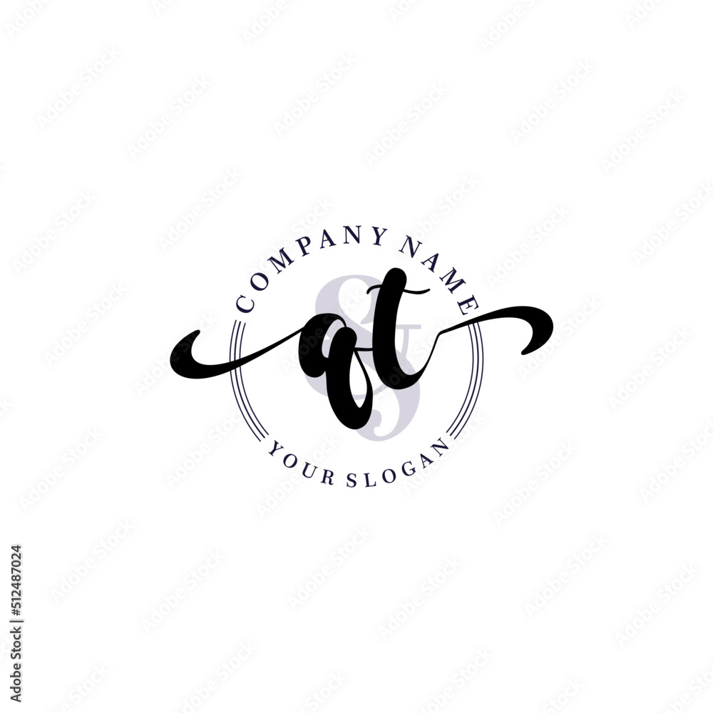 QT Initial handwriting logo vector. Hand lettering for designs. QT Initial handwriting logo vector. Hand lettering for designs.