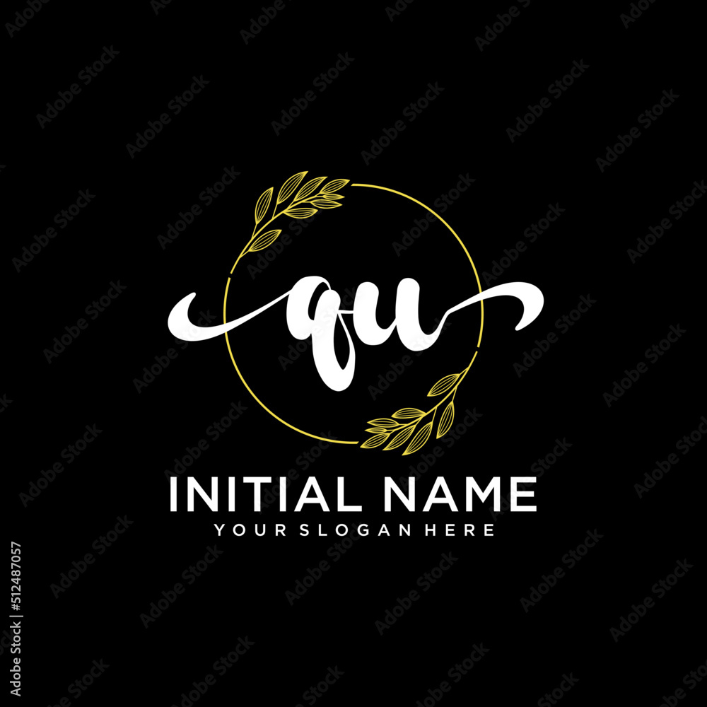 QU Initial handwriting logo vector. Hand lettering for designs. QU Initial handwriting logo vector. Hand lettering for designs.