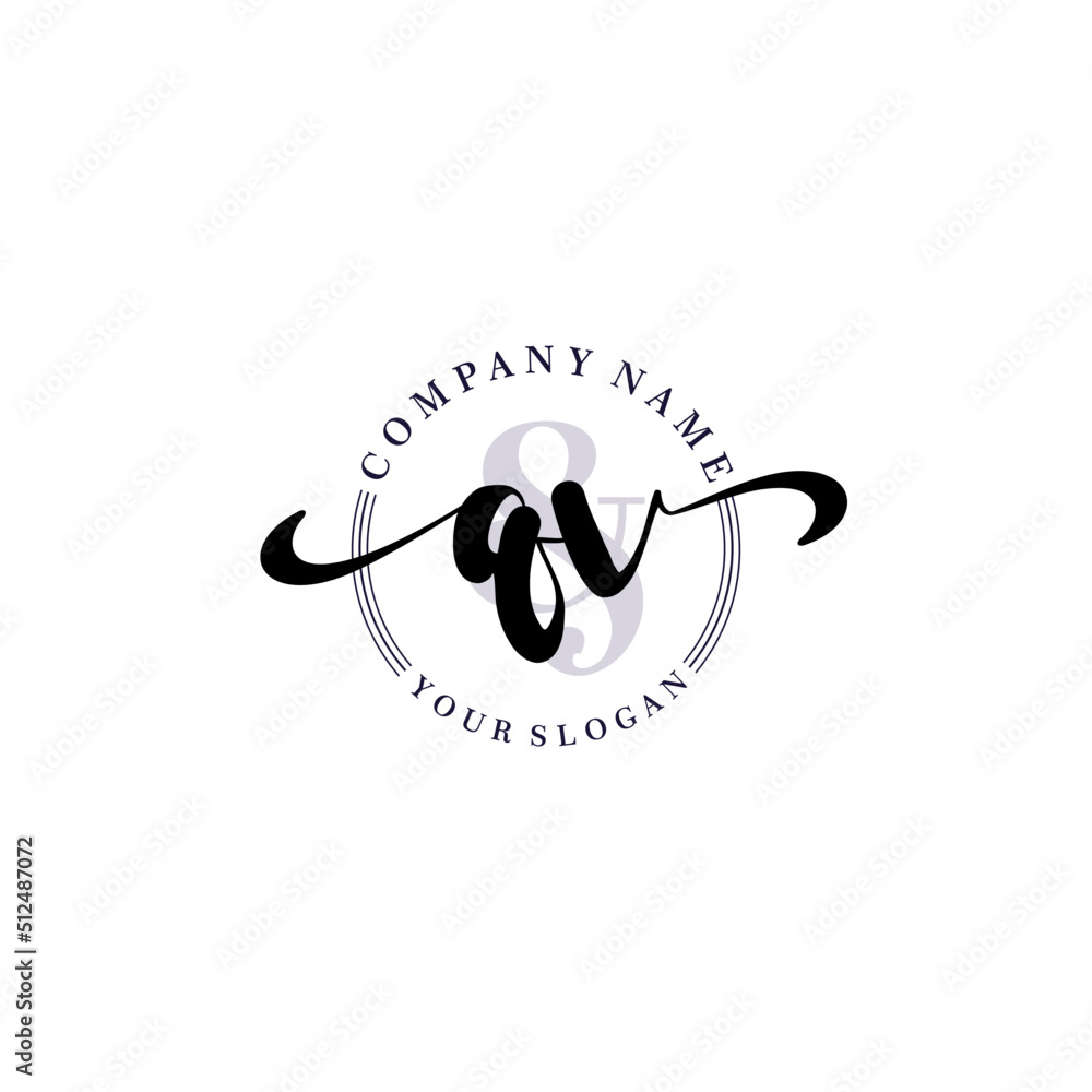 QV Initial handwriting logo vector. Hand lettering for designs. QV Initial handwriting logo vector. Hand lettering for designs.