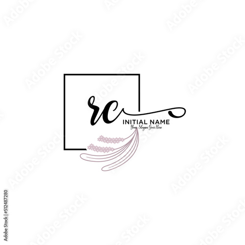 Initial letter RC beauty handwriting logo vector