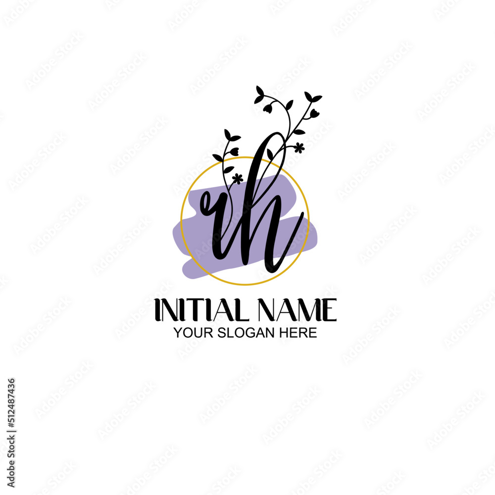 Initial letter RH beauty handwriting logo vector Initial letter RH beauty handwriting logo vector