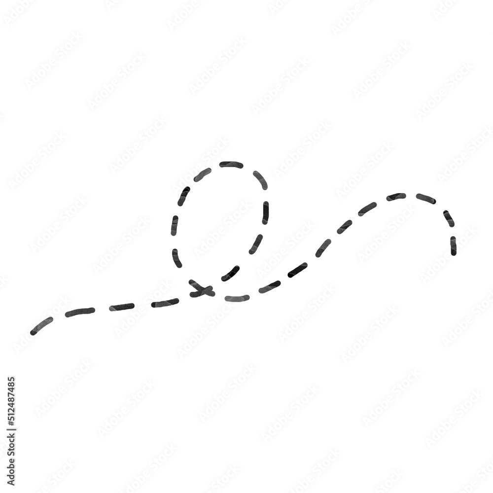 Watercolor dotted line from a bee Watercolor dotted line from a bee