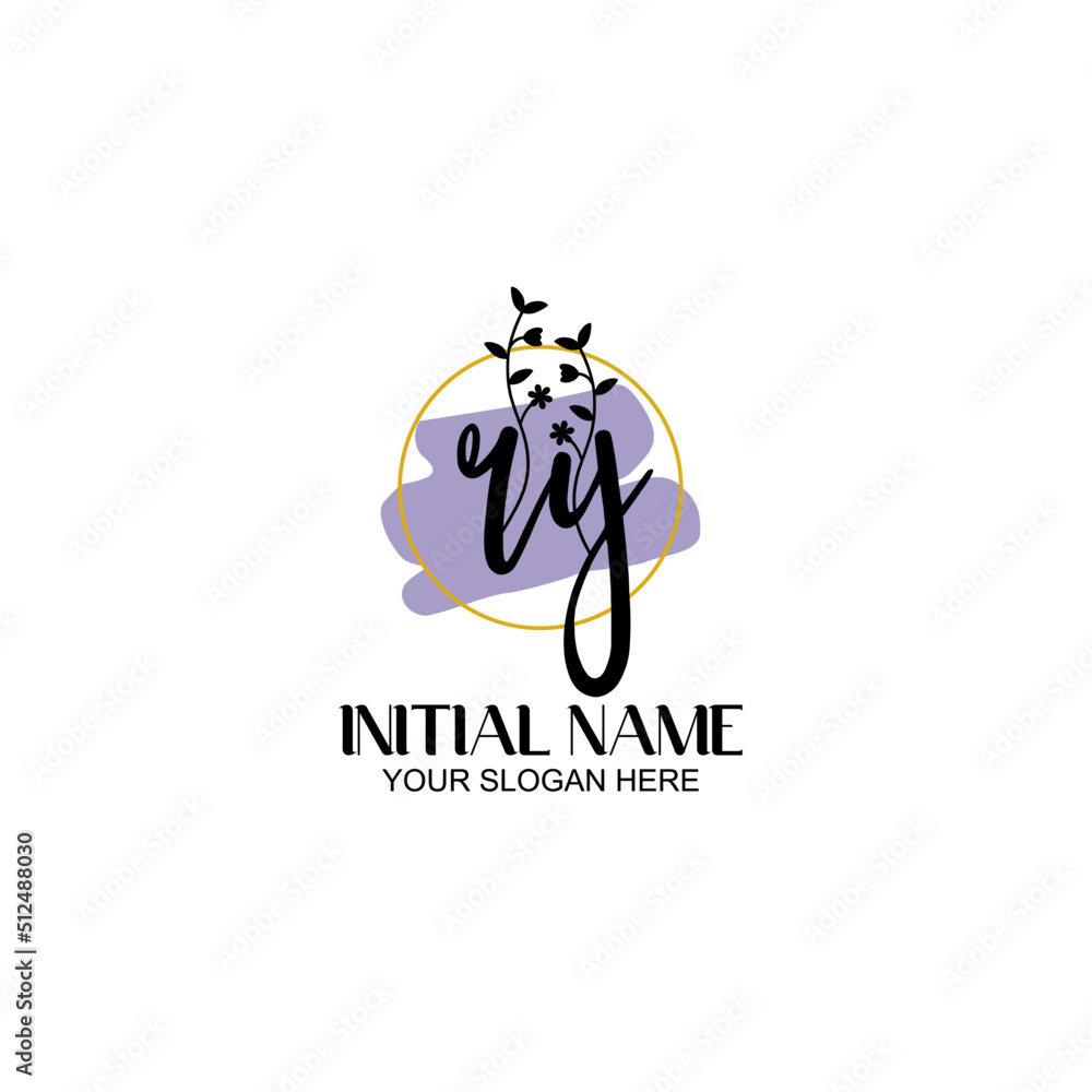 Initial letter RY beauty handwriting logo vector Initial letter RY beauty handwriting logo vector
