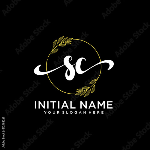 SC Initial handwriting logo vector. Hand lettering for designs.