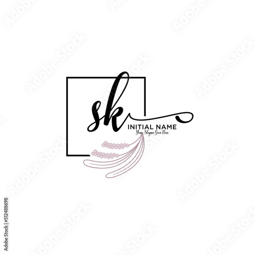 Initial letter SK beauty handwriting logo vector