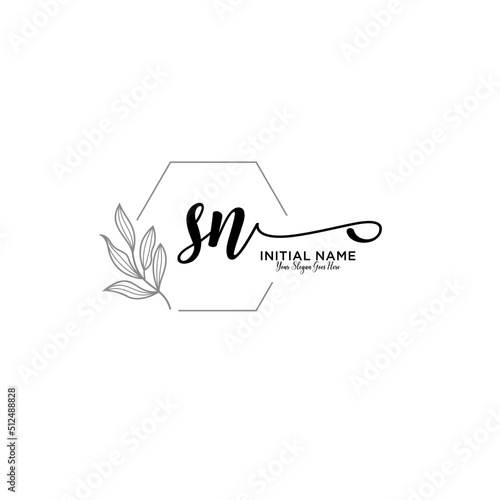 Initial letter SN beauty handwriting logo vector