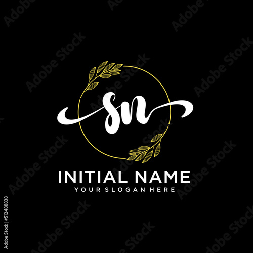 SN Initial handwriting logo vector. Hand lettering for designs.