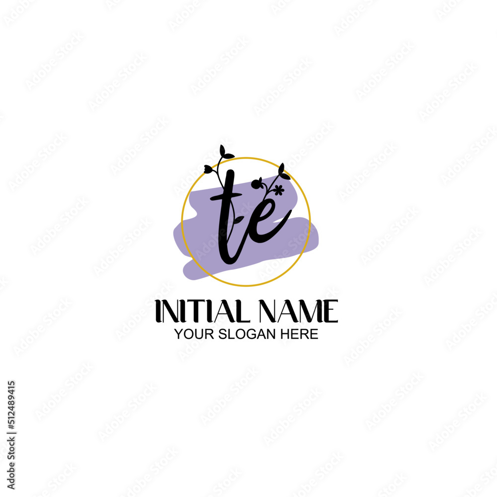 Obraz premium Initial letter TE beauty handwriting logo vector
