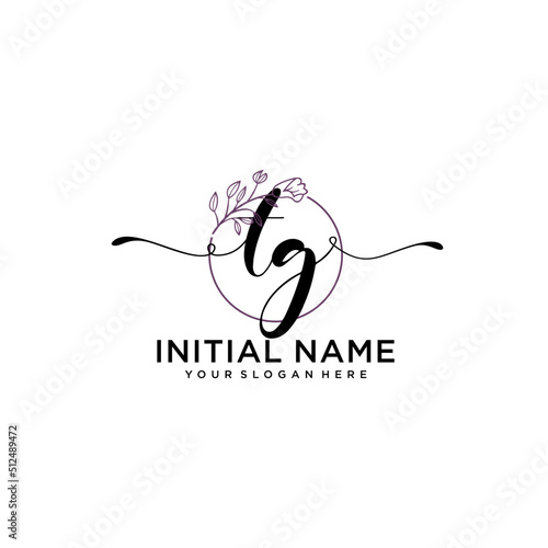 Initial letter TG beauty handwriting logo vector