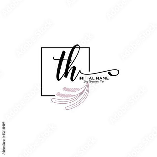 Initial letter TH beauty handwriting logo vector