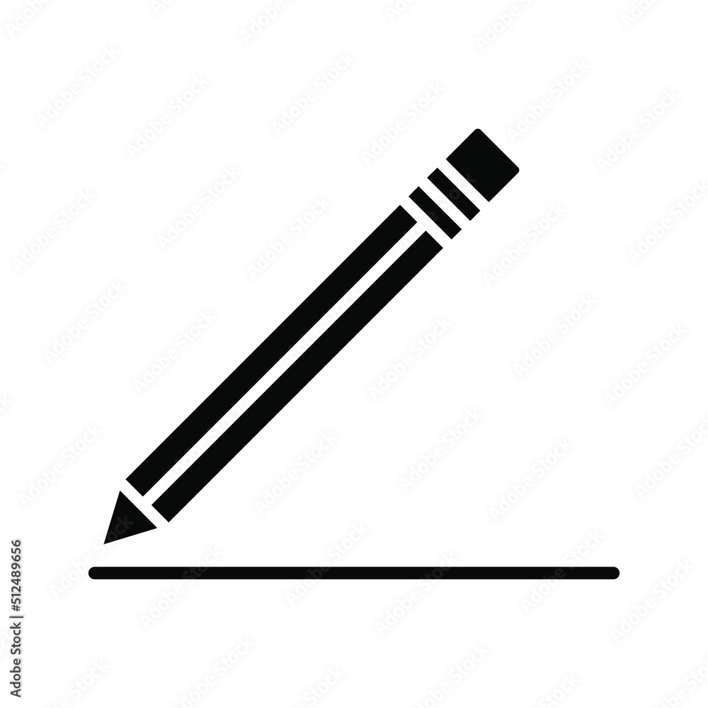 Continuous one line drawing a pencil icon color editable Continuous one line drawing a pencil icon color editable