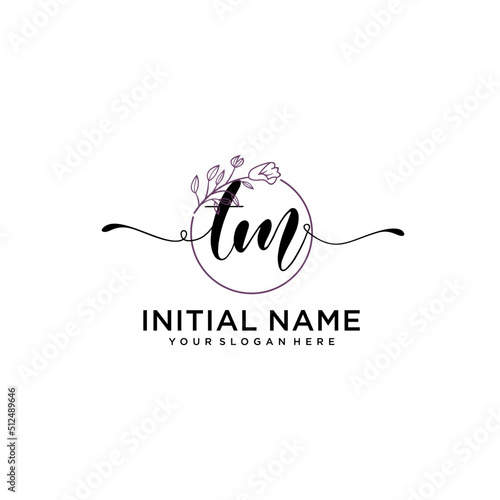 Initial letter TM beauty handwriting logo vector