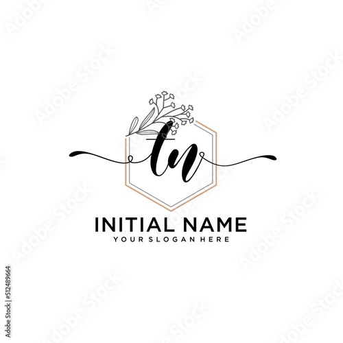 Initial letter TN beauty handwriting logo vector