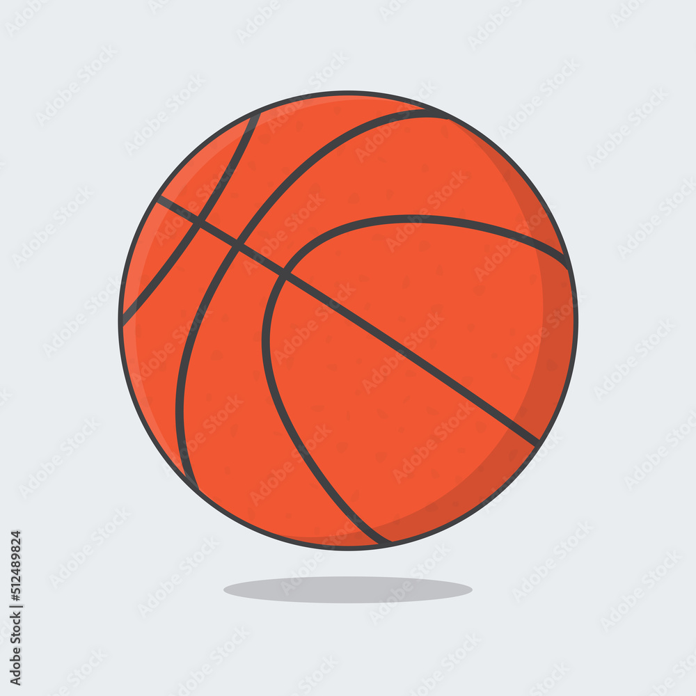 Basketball Ball Cartoon Vector Illustration. Basketball Logo Flat Icon Outline