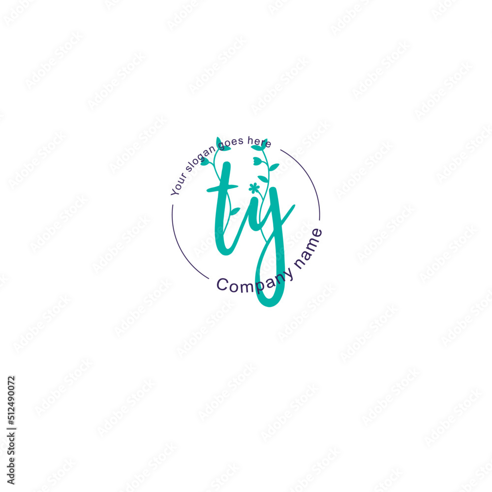 Fototapeta premium Initial letter TY beauty handwriting logo vector